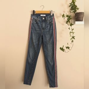 High rise skinny jeans stripes, never worn, women's 24 US, Dynamite